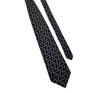 Piattelli Silk Necktie Tie 4 Inches Mens Classic Geometric Blue Gold Office USA